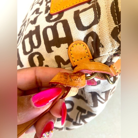 DOONEY & BOURKE Canvas and Leather Graffiti Purse, Authentic, Rare. EUC - Picture 6 of 11